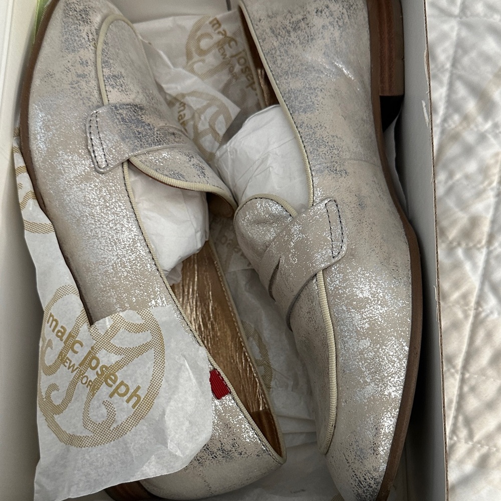 Marc Joseph Metallic Silver Loafers